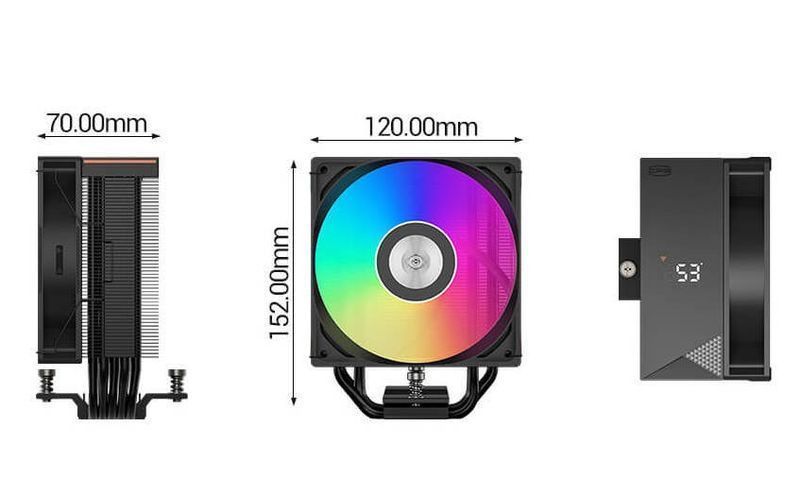 Кулер для процесора PCCOOLER RT500 Digital ARGB BK, 120 мм, чорний