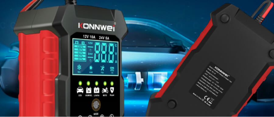 Зарядка для гелевого аккумулятора и LiFePO4 батарей KONNWEI RC10